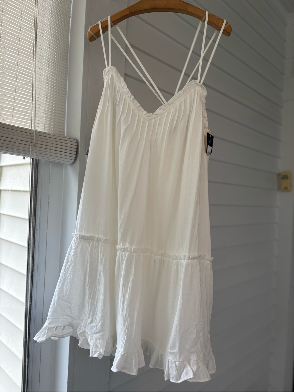 NWT White Tiered Ruffle Spaghetti Strap Sundress - Picture 11 of 13